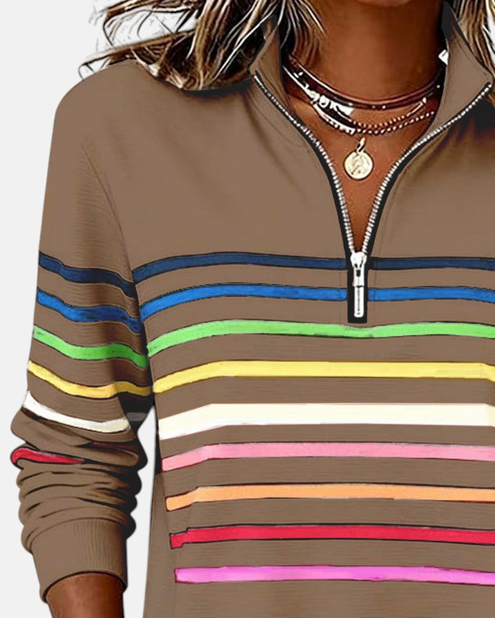 Vienna | Striped Half-Zip Knit Pullover