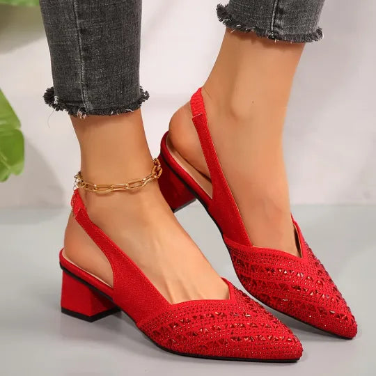Enya | Elegant Rhinestone Slingback Heels