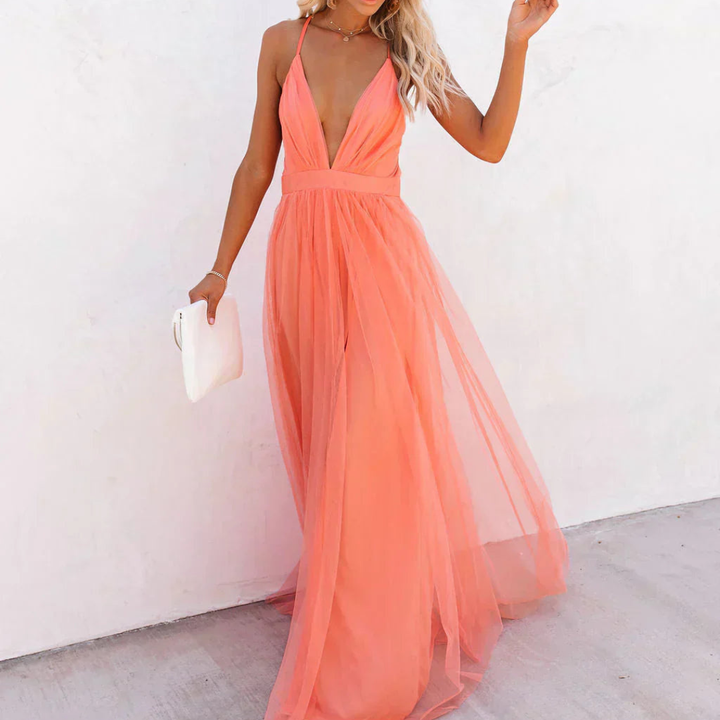 Sophie | Coral Glow Maxi Dress
