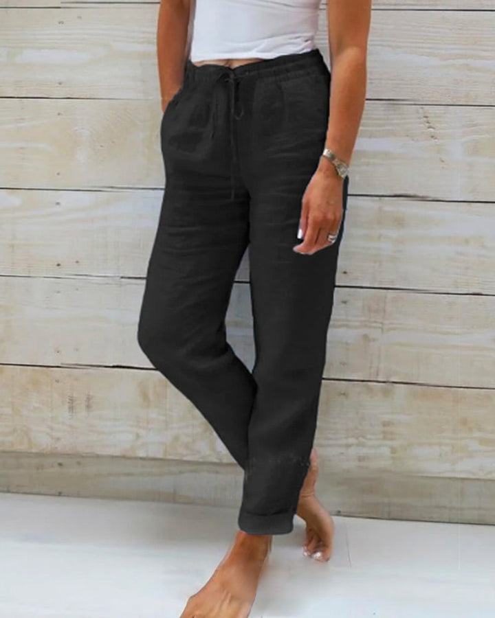 Aria Pants Made of Cotton and Linen with Elastic Waist