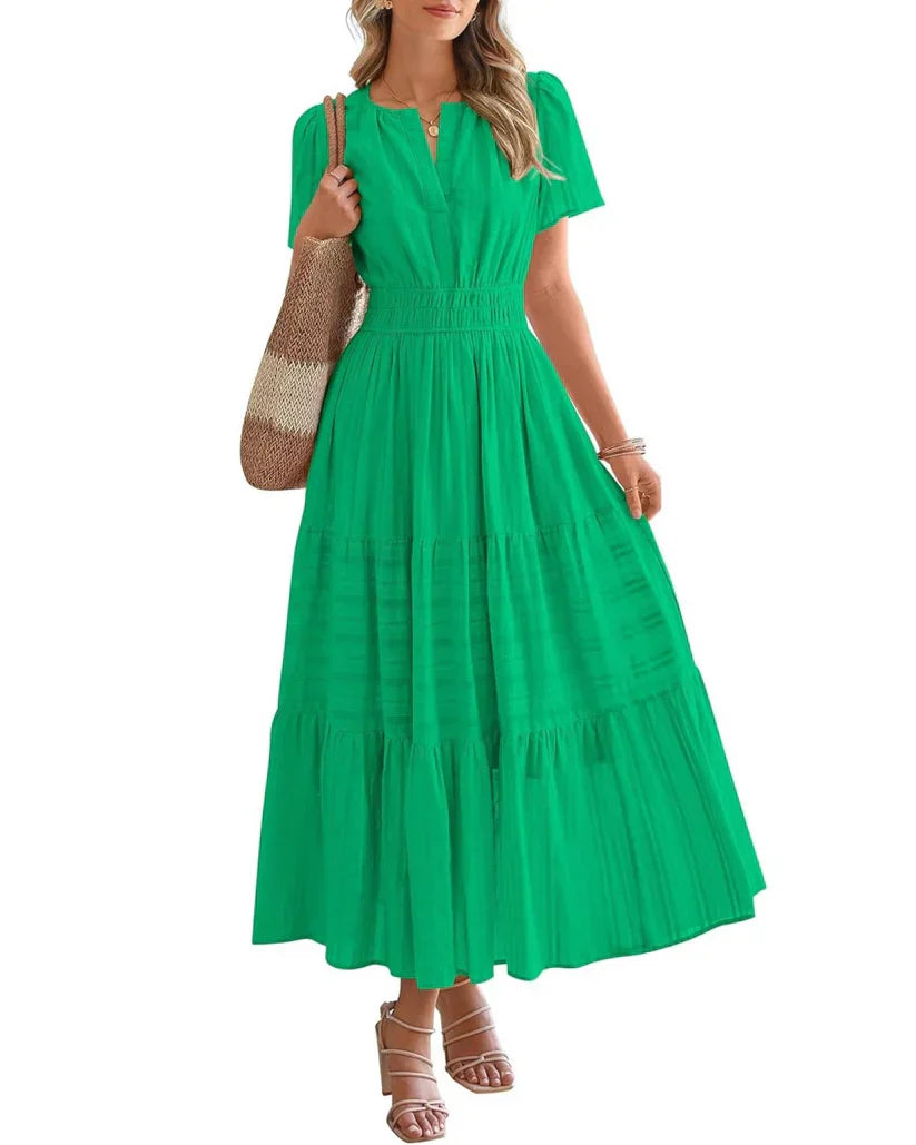 Rosalie | Tiered Maxi Dress with Smocked Waist
