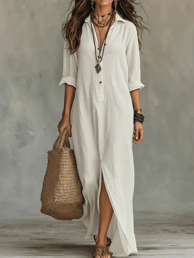 Evelina | Effortless Maxi Shirt Dress