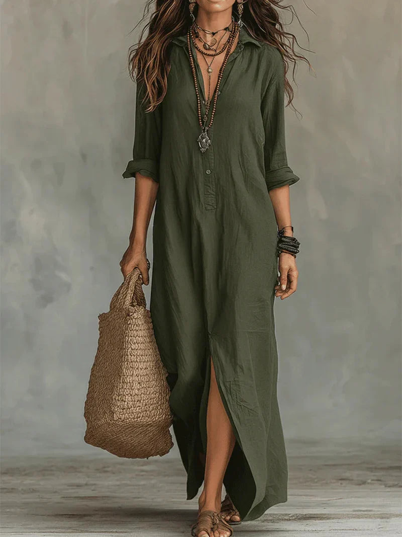 Evelina | Effortless Maxi Shirt Dress