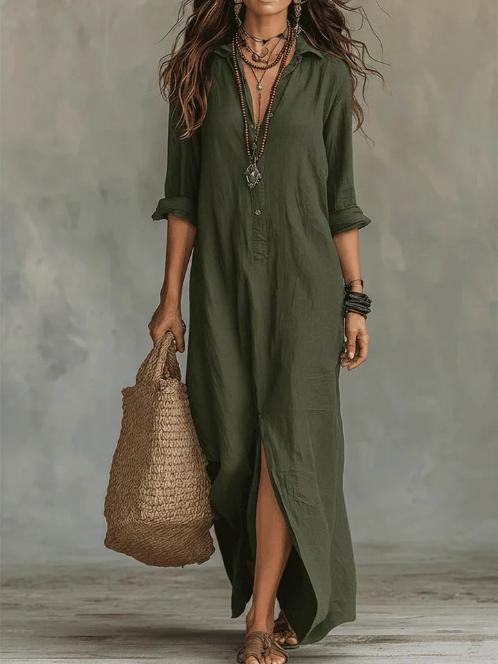 Evelina | Effortless Maxi Shirt Dress
