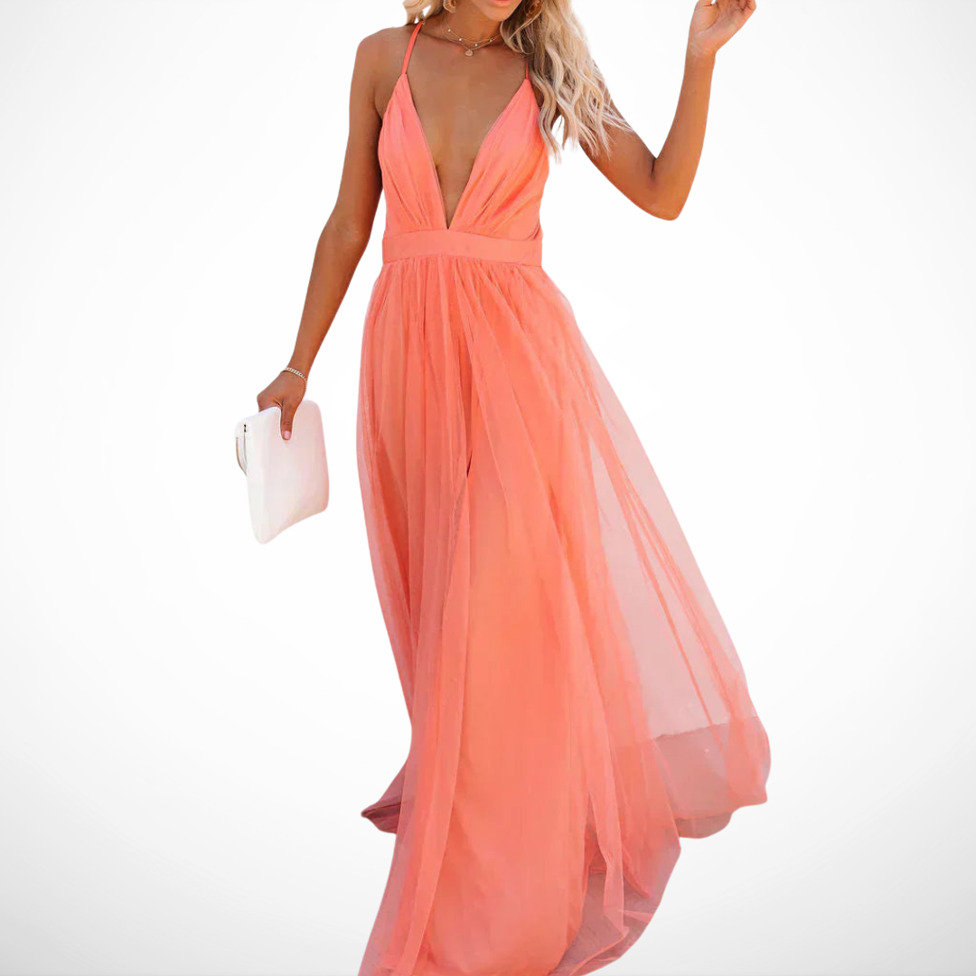 Sophie | Coral Glow Maxi Dress