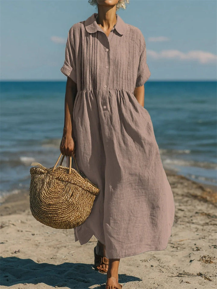Geneviève | Elegant Cotton Shirt Dress