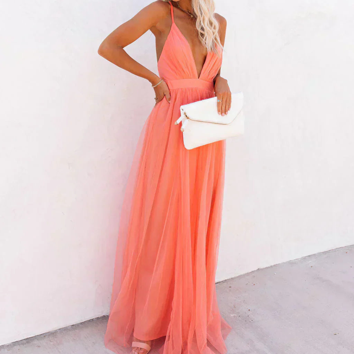 Sophie | Coral Glow Maxi Dress