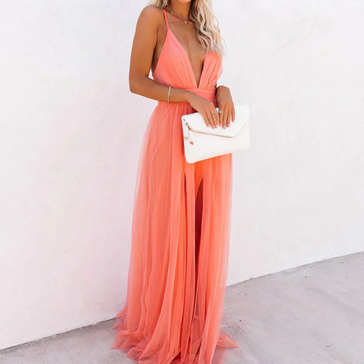 Sophie | Coral Glow Maxi Dress