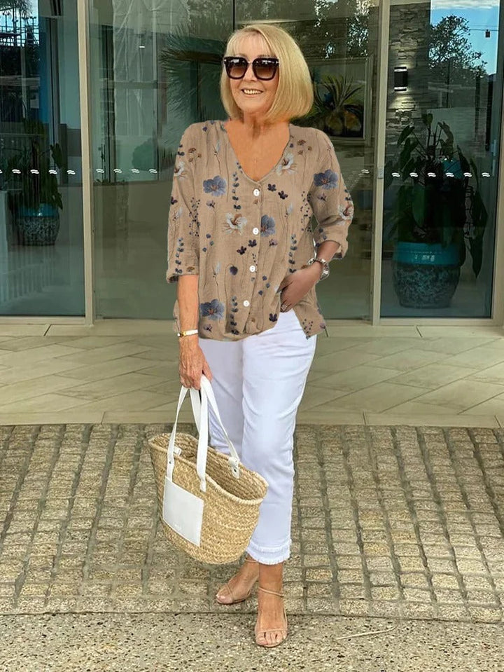 Aveline | Elegant Floral Button-Up Blouse