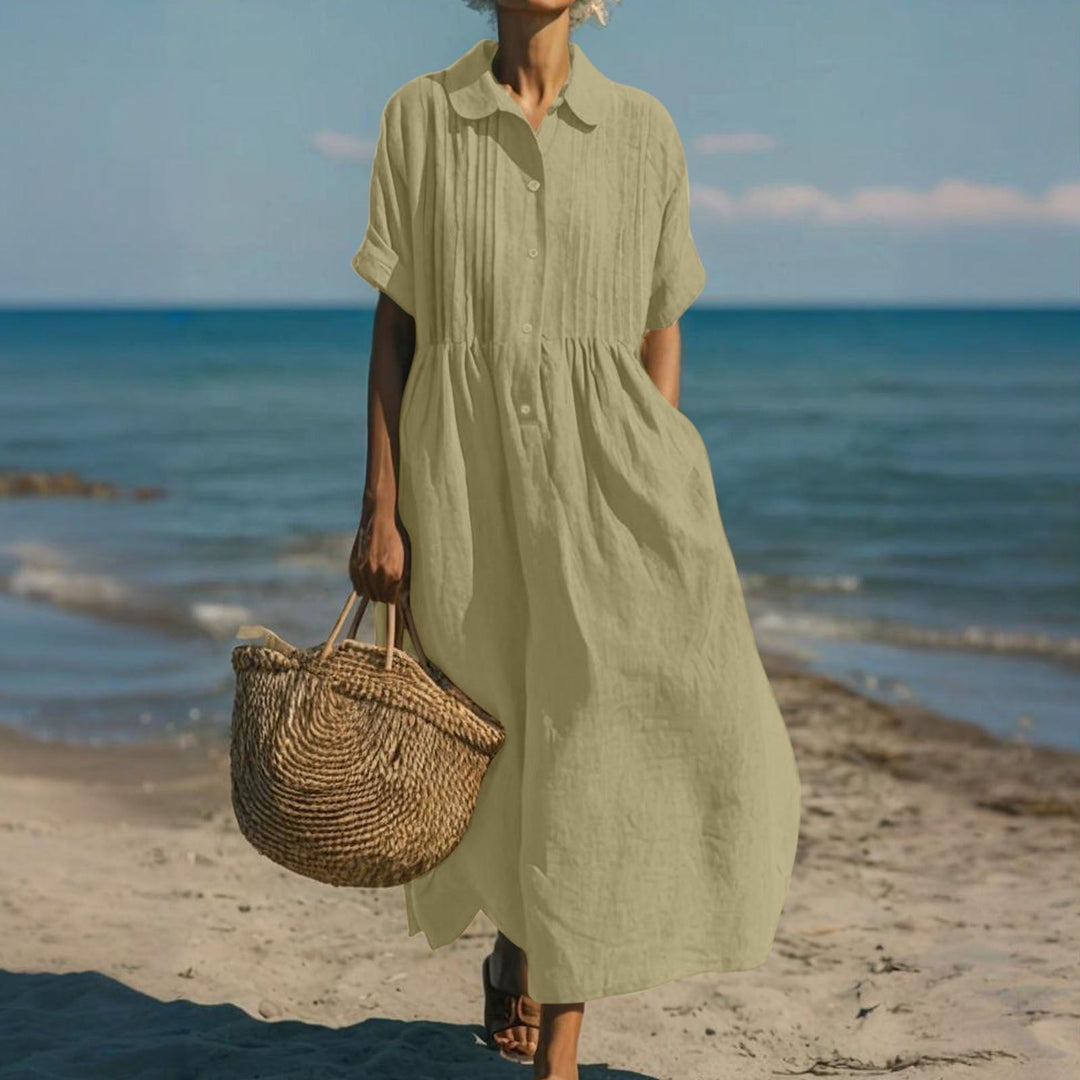 Geneviève | Elegant Cotton Shirt Dress