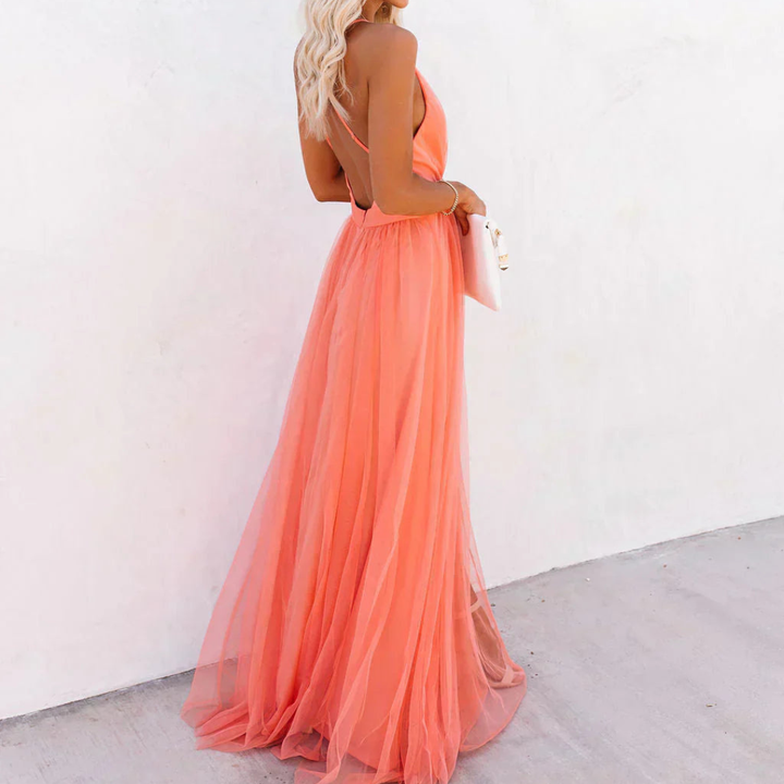 Sophie | Coral Glow Maxi Dress