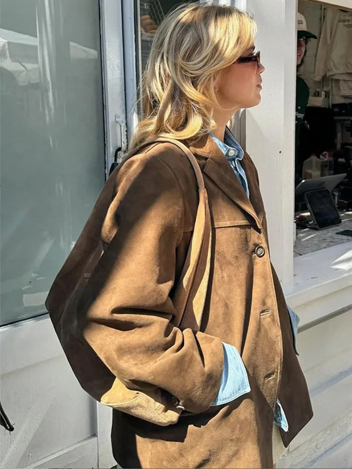 Mira™ | Oversized Trench Coat in Luxurious Suede Look
