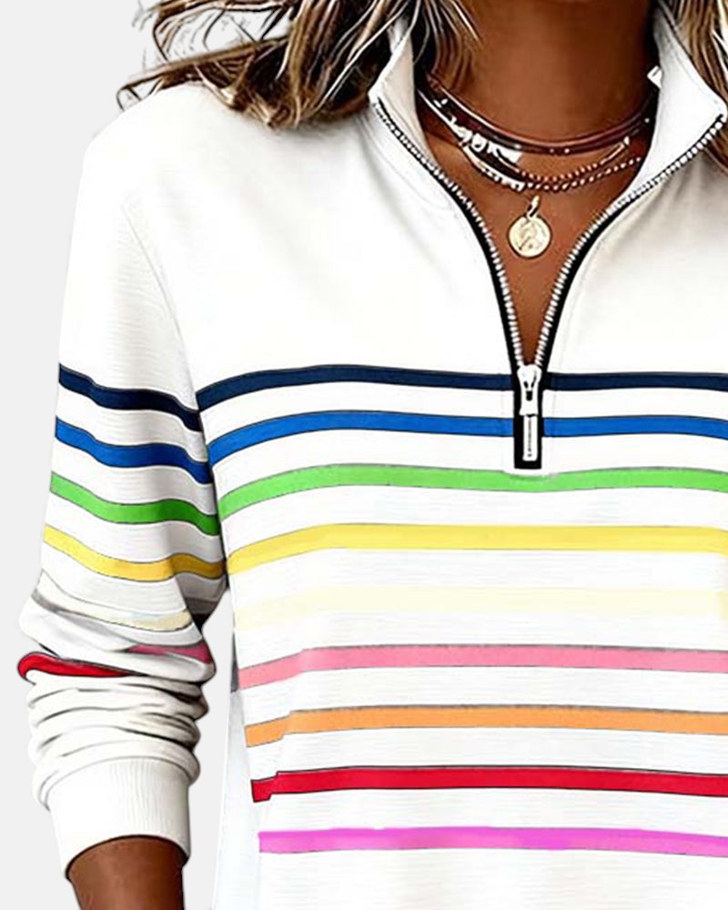 Vienna | Striped Half-Zip Knit Pullover