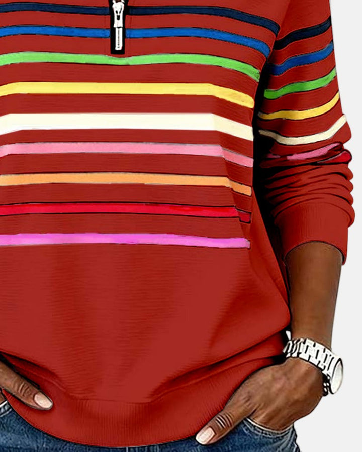 Vienna | Striped Half-Zip Knit Pullover