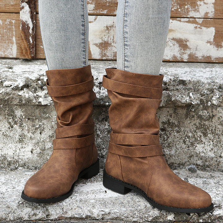 Nettie - Retro Leather Boots for Fall-Winter