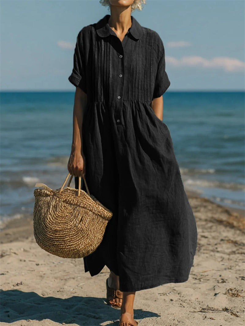 Geneviève | Elegant Cotton Shirt Dress