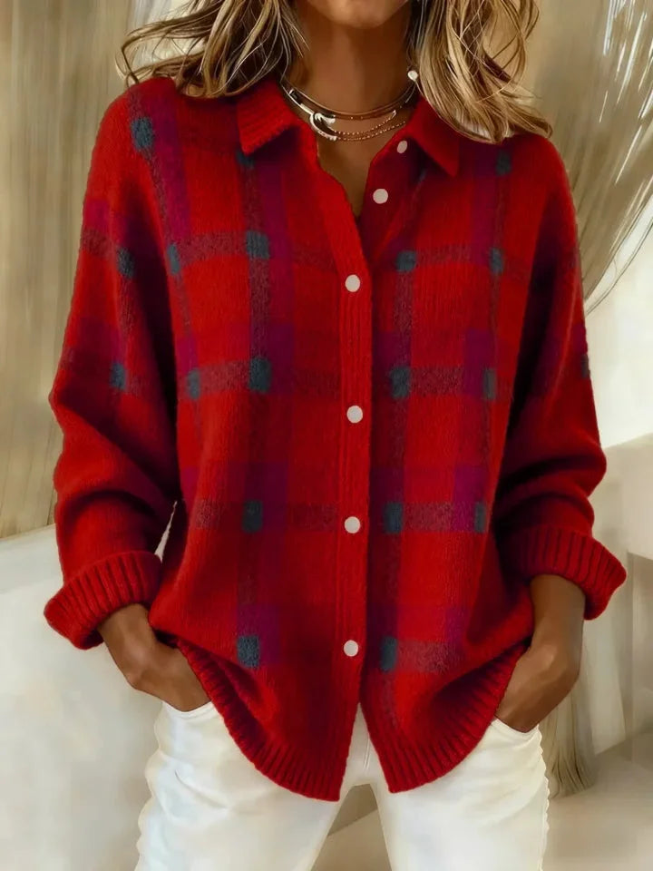 Céline | Plaid Knit Button Shirt