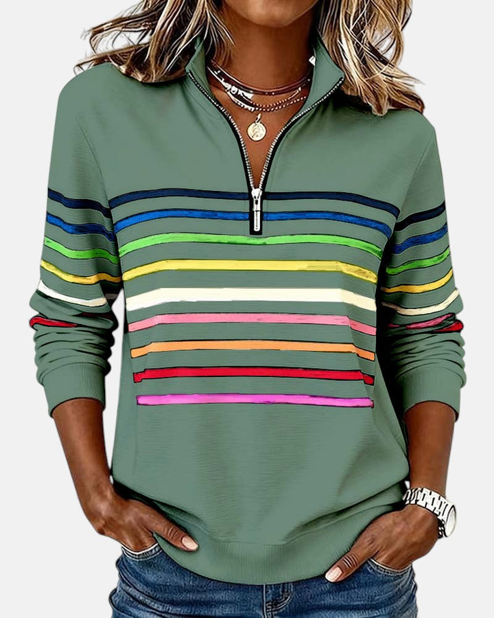 Vienna | Striped Half-Zip Knit Pullover