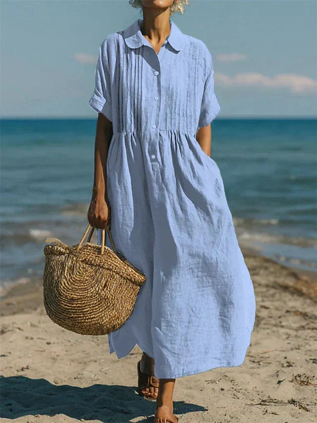 Geneviève | Elegant Cotton Shirt Dress