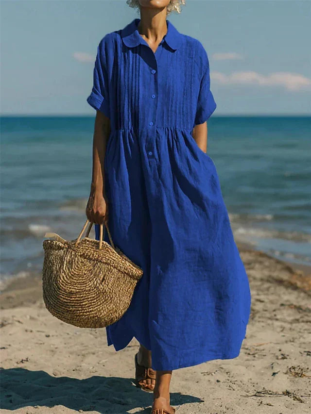 Geneviève | Elegant Cotton Shirt Dress