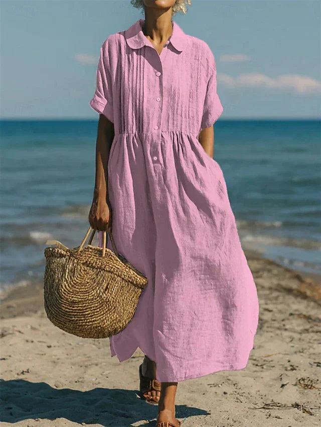 Geneviève | Elegant Cotton Shirt Dress