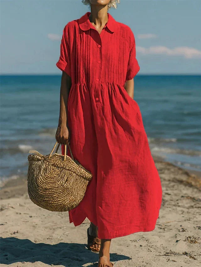 Geneviève | Elegant Cotton Shirt Dress