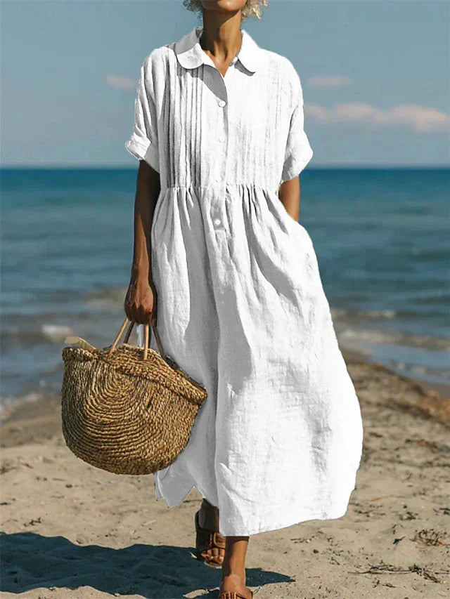 Geneviève | Elegant Cotton Shirt Dress