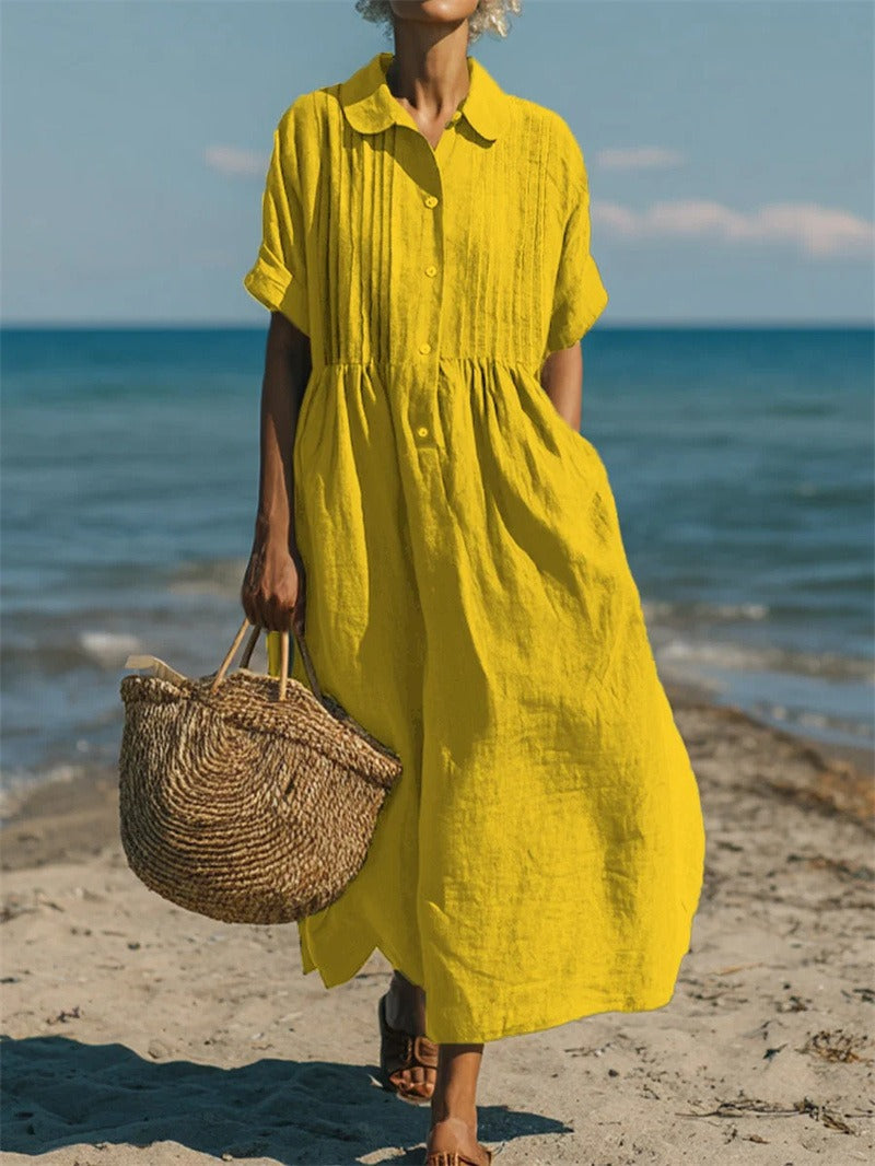 Geneviève | Elegant Cotton Shirt Dress