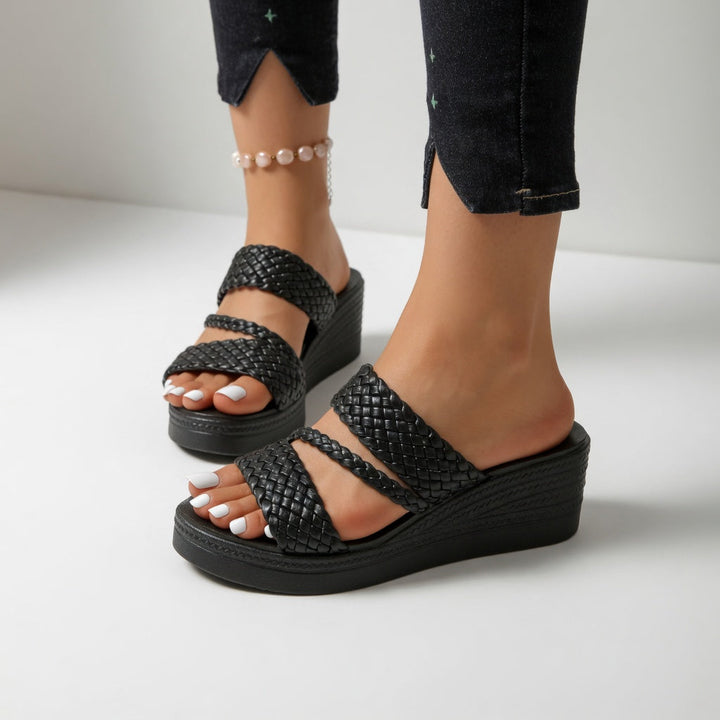 Aurelynn | Colorful Braided Wedge Mules