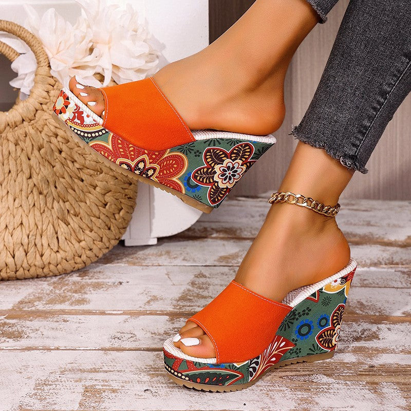 Amélie | Velvet Boho Wedge Sandals
