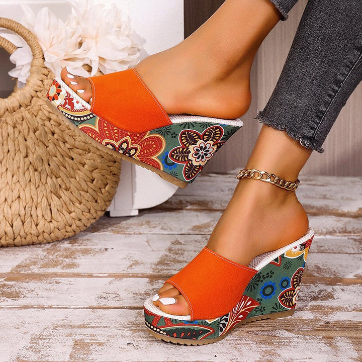 Amélie | Velvet Boho Wedge Sandals