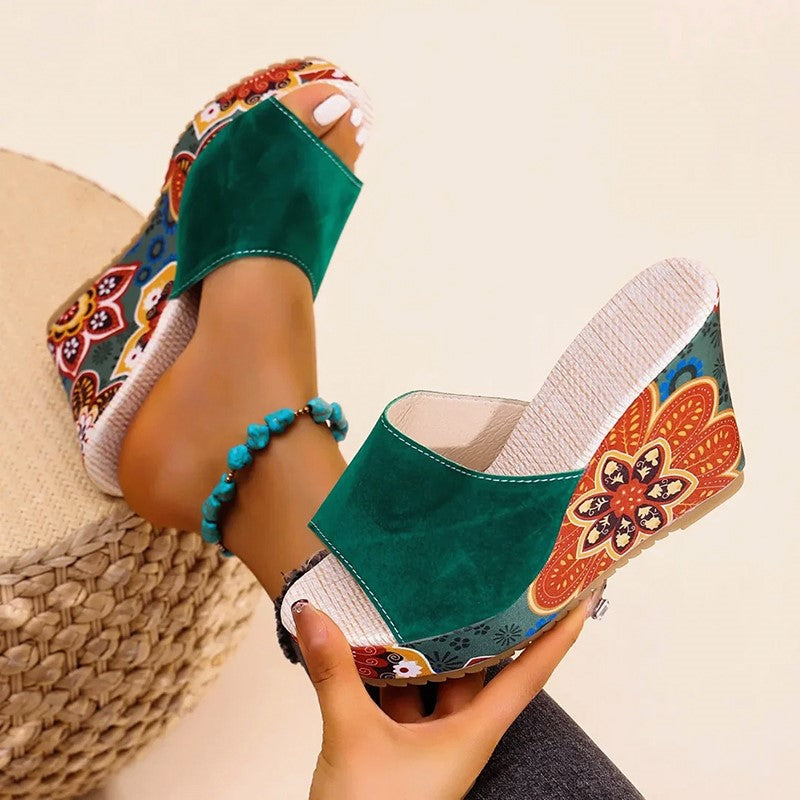 Amélie | Velvet Boho Wedge Sandals