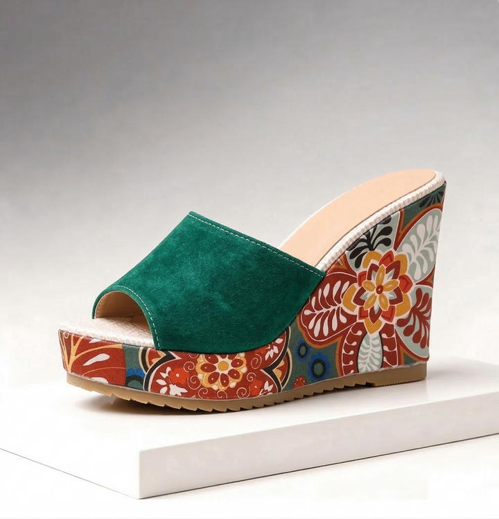 Amélie | Velvet Boho Wedge Sandals
