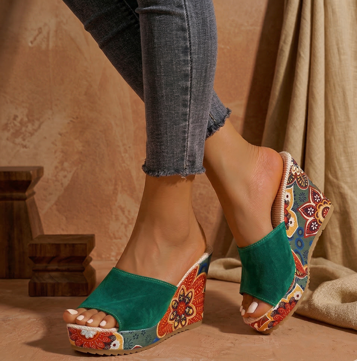 Amélie | Velvet Boho Wedge Sandals