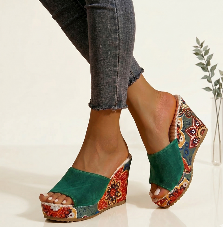 Amélie | Velvet Boho Wedge Sandals