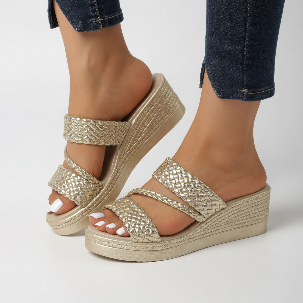 Aurelynn | Colorful Braided Wedge Mules