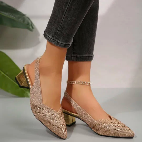 Enya | Elegant Rhinestone Slingback Heels