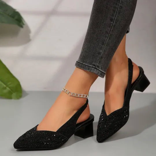 Enya | Elegant Rhinestone Slingback Heels