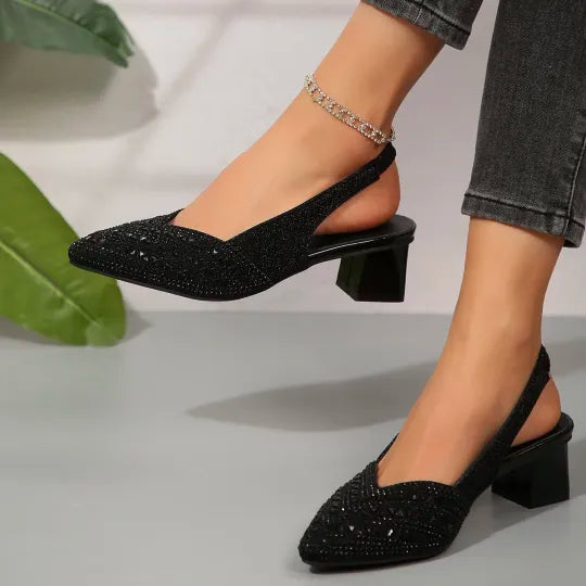 Enya | Elegant Rhinestone Slingback Heels