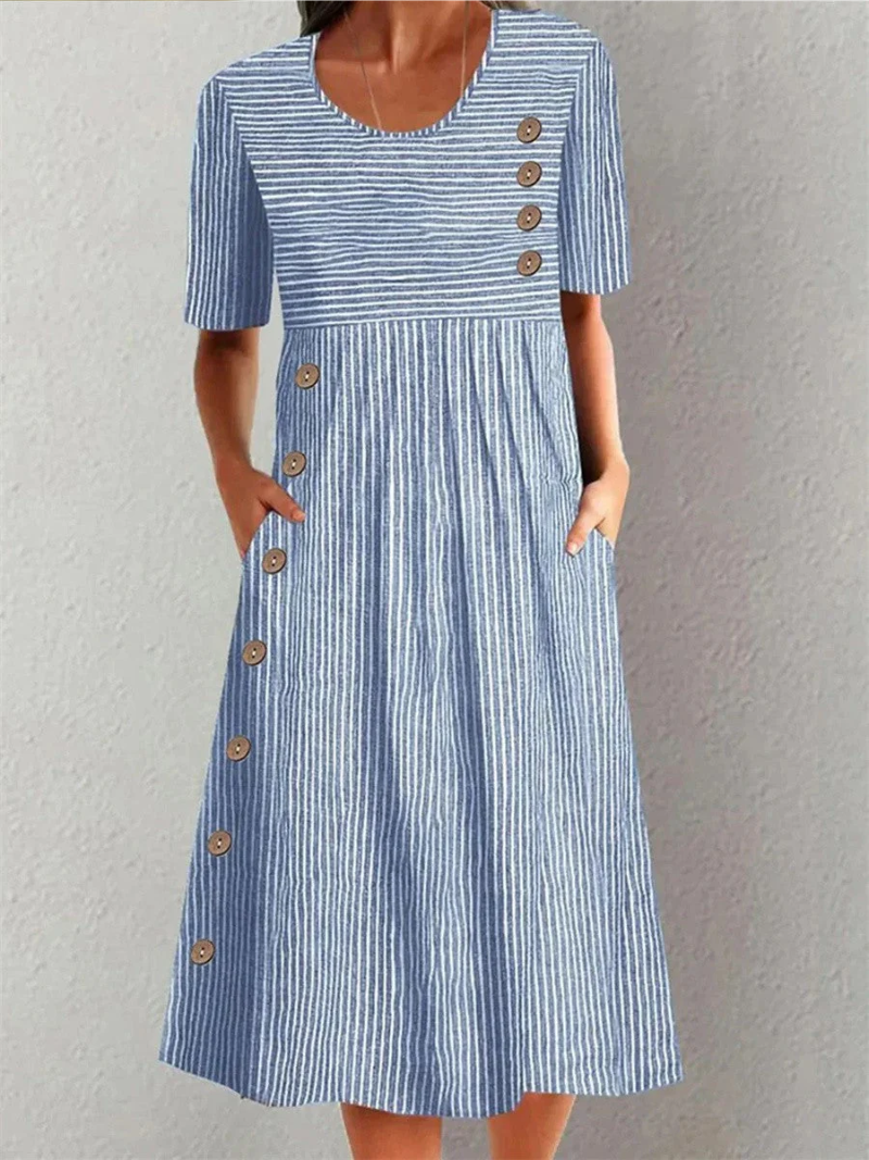 Camille | Elegant Striped Midi Dress