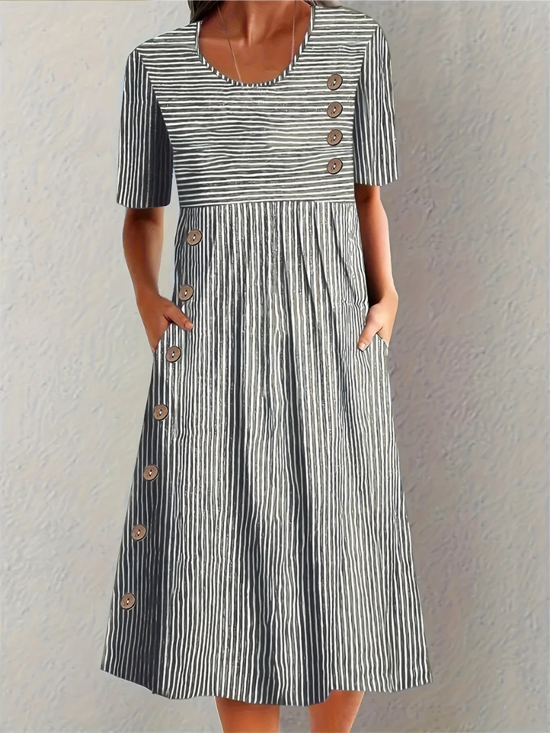 Camille | Elegant Striped Midi Dress