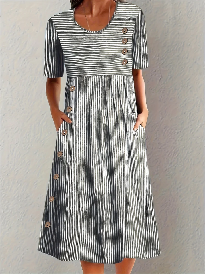 Camille | Elegant Striped Midi Dress
