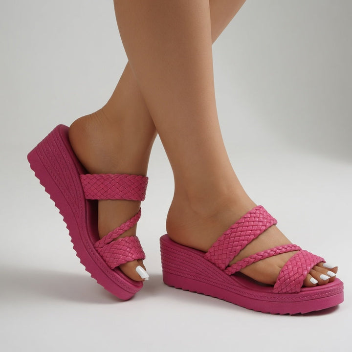 Aurelynn | Colorful Braided Wedge Mules