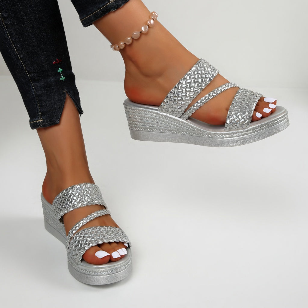 Aurelynn | Colorful Braided Wedge Mules