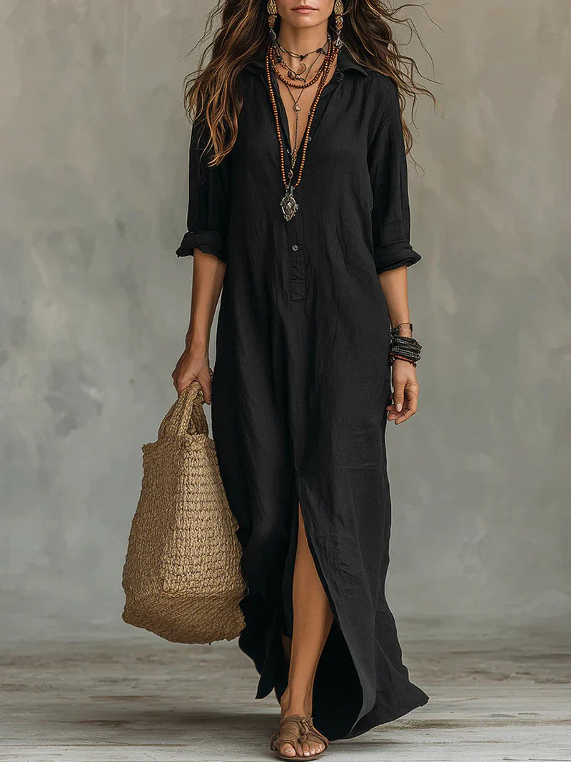 Evelina | Effortless Maxi Shirt Dress