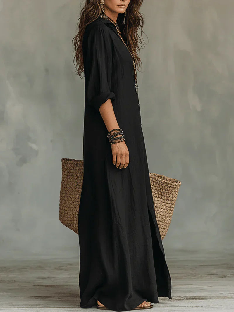 Evelina | Effortless Maxi Shirt Dress