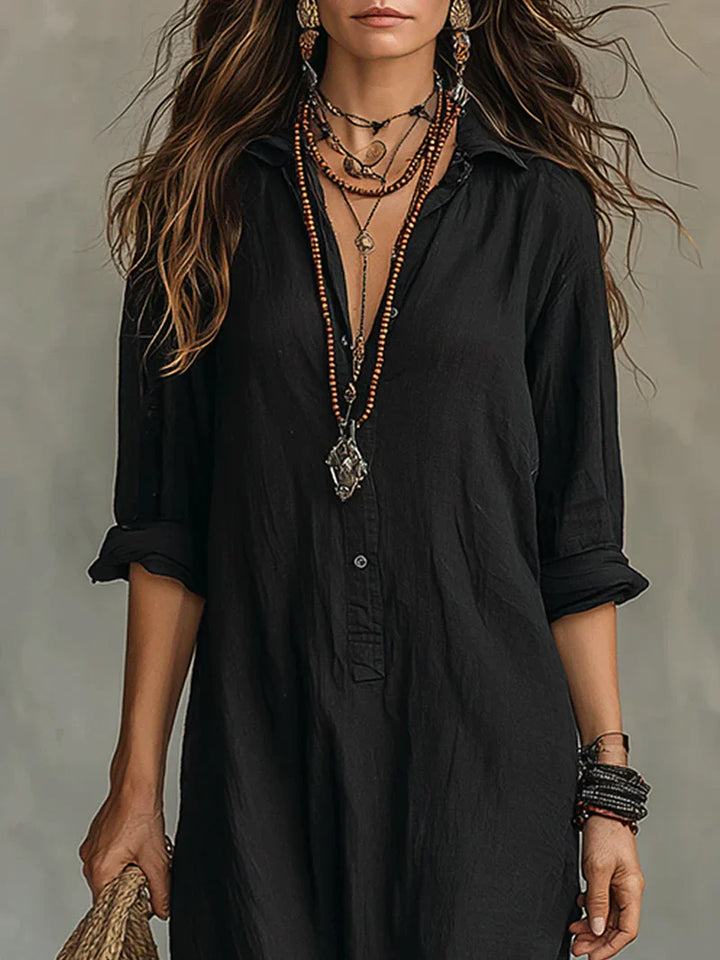 Evelina | Effortless Maxi Shirt Dress