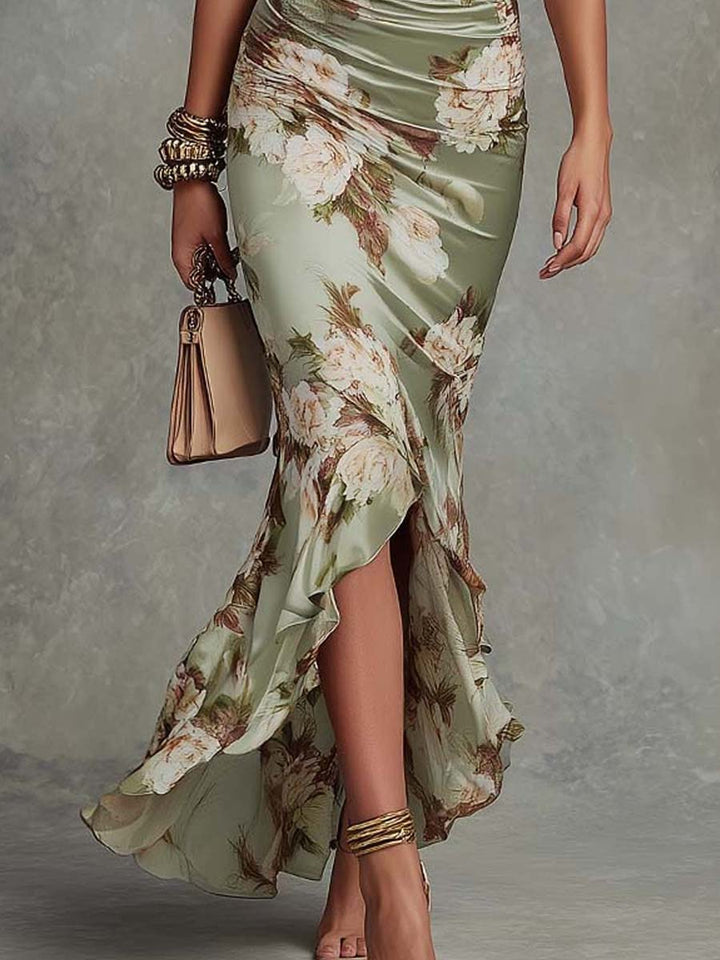 Anastasia | Asymmetrical Long Satin Dress
