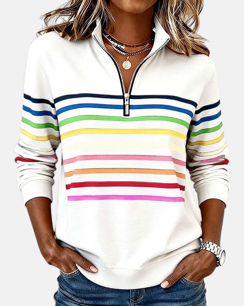 Vienna | Striped Half-Zip Knit Pullover