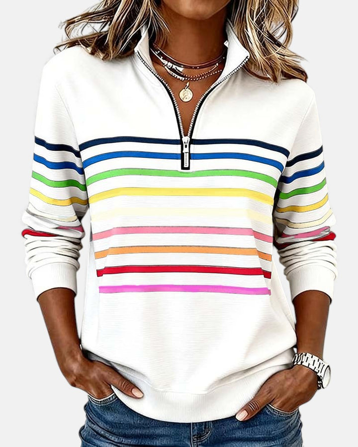 Vienna | Striped Half-Zip Knit Pullover